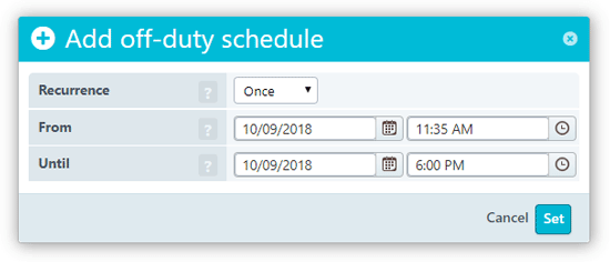 Screenshot: Duty Schedule dialog window