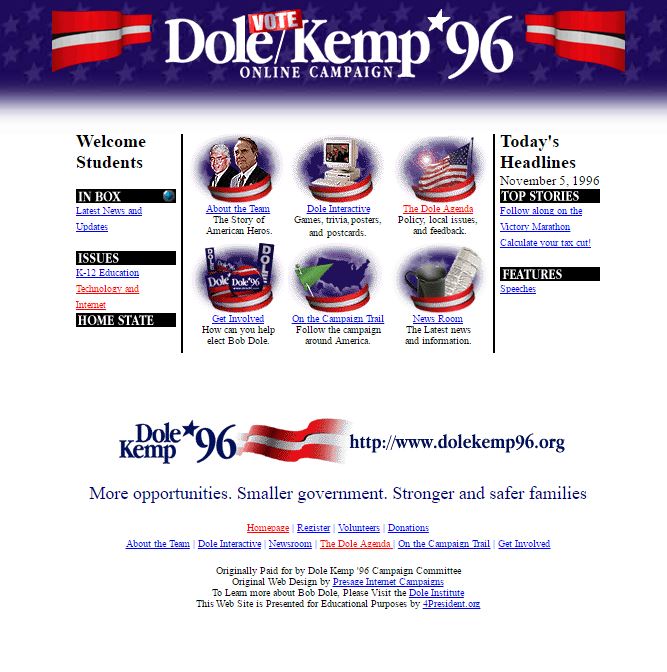 Bob Dole and Jack Kemp Campaign Website