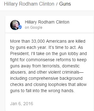 Hillary Clinton Gun Control