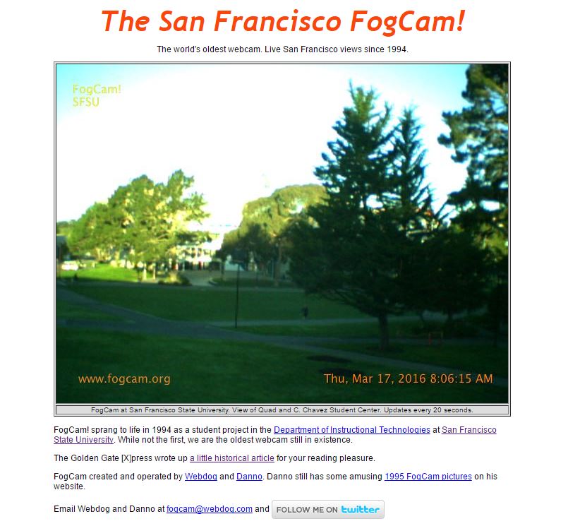 San Francisco Fog Cam Webpage