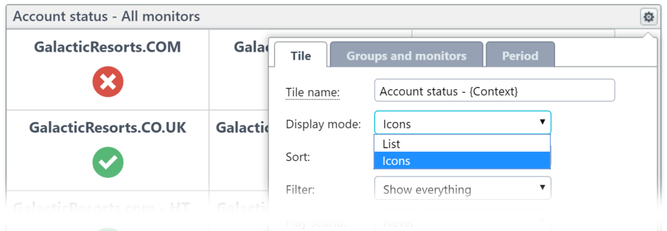 Toggle between icon and list mode
