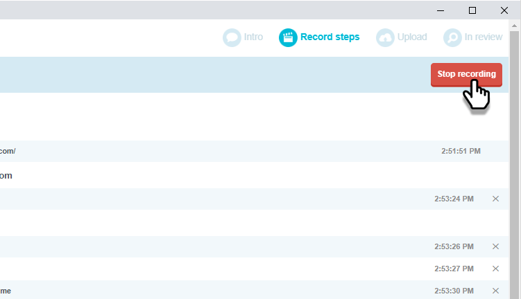 Screenshot: Click the stop recording button.