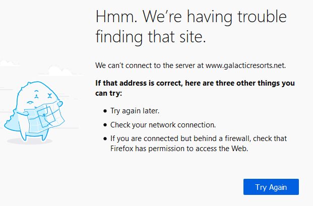 Screenshot: The common message that is shown to users when your site goes down. 